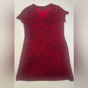 ❤️ 3/$15 H Collection Red and Black Patterned Dress, size S, stretchy